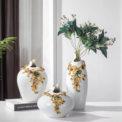 Creative Light Luxury Enamel Colored Goddess Jewelry Ceramic Vase Decoration