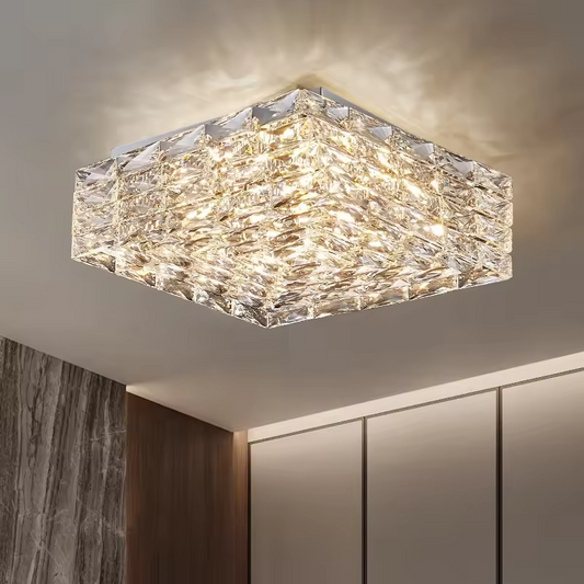 Led crystal ceiling lamp luxury golden ceiling light square modern crystal ceiling lamp