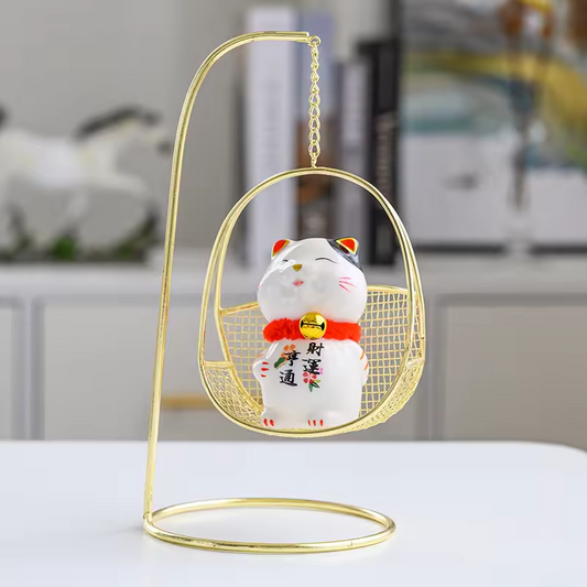 modern cradle toy white ceramic lucky cat for girl's birthday gift luxury home decoration office ornaments