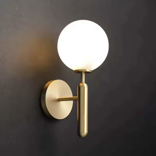 Indoor decorative gold black metal modern led glass wall sconce