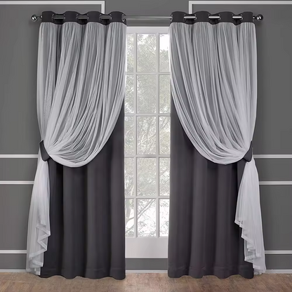 Exclusive Home Window Sun block Two layer Classical Solid Blackout Curtain Grommet Reduce Noise Hotel Elegant Thick Curtain