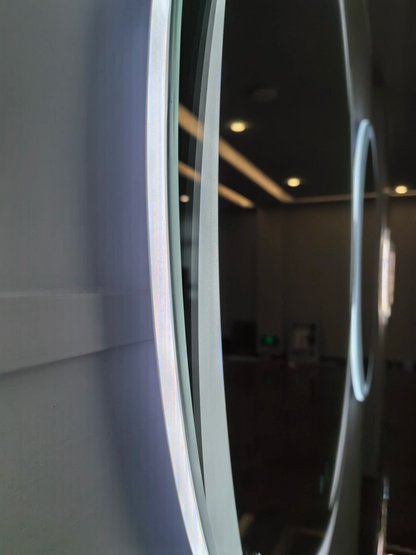 New Classic multi-function frameless color rendering backlight intelligent Round bathroom mirror