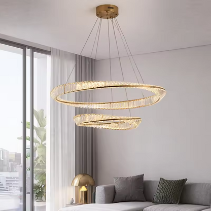 Modern Luxury Crystal Chandelier Ceiling Hanging Lamp Gold Simple Round Chandelier Light LED Pendant Light For Hotel Living Room