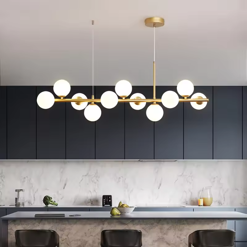 Nordic Led Chandelier Glass Ball Hanging Pendant Lamp Iron Contemporary Lighting for The Kitchen Living Room Hall Dining Modern