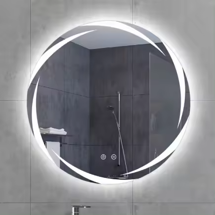 New Classic multi-function frameless color rendering backlight intelligent Round bathroom mirror