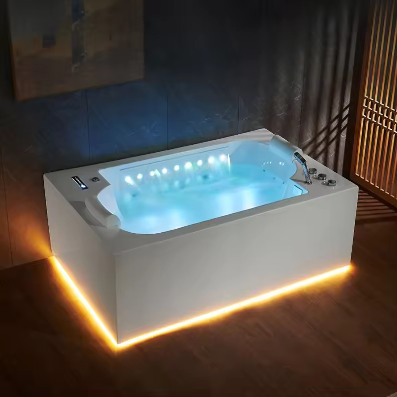 Modern Square hot tub White Acrylic Freestanding Massage Whirlpool bathtub walk in tub shower combo bathtub for bathroom