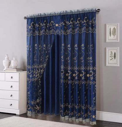 curtain with valance floral tulle designs embroidered rod voile sheer curtains for windows