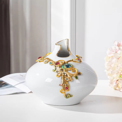 Creative Light Luxury Enamel Colored Goddess Jewelry Ceramic Vase Decoration