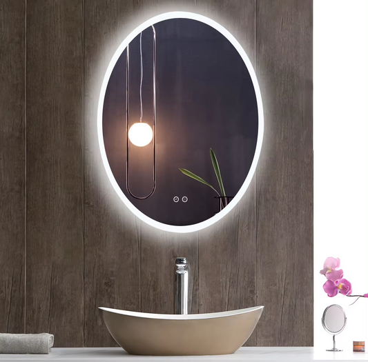 Modern Bath Anti Fog Oval Led Shower Mirror Intelligent Wall Sensor Touch Smart Mirror For Bedroom