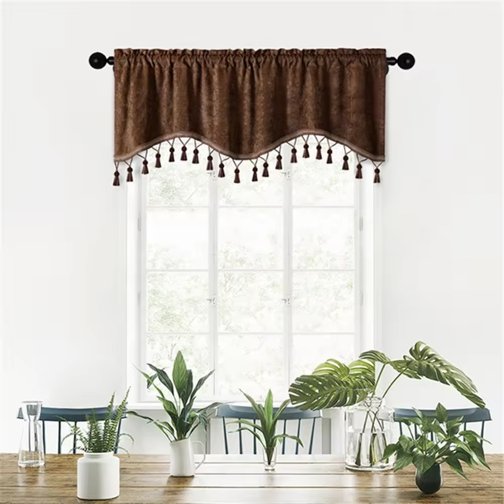 Window Valance Home Decor Door Hanging Swag Kitchen Solid Plain Simple Modern Thick Chenille Curtain Small Valance