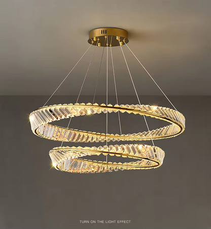 Modern Luxury Crystal Chandelier Ceiling Hanging Lamp Gold Simple Round Chandelier Light LED Pendant Light For Hotel Living Room