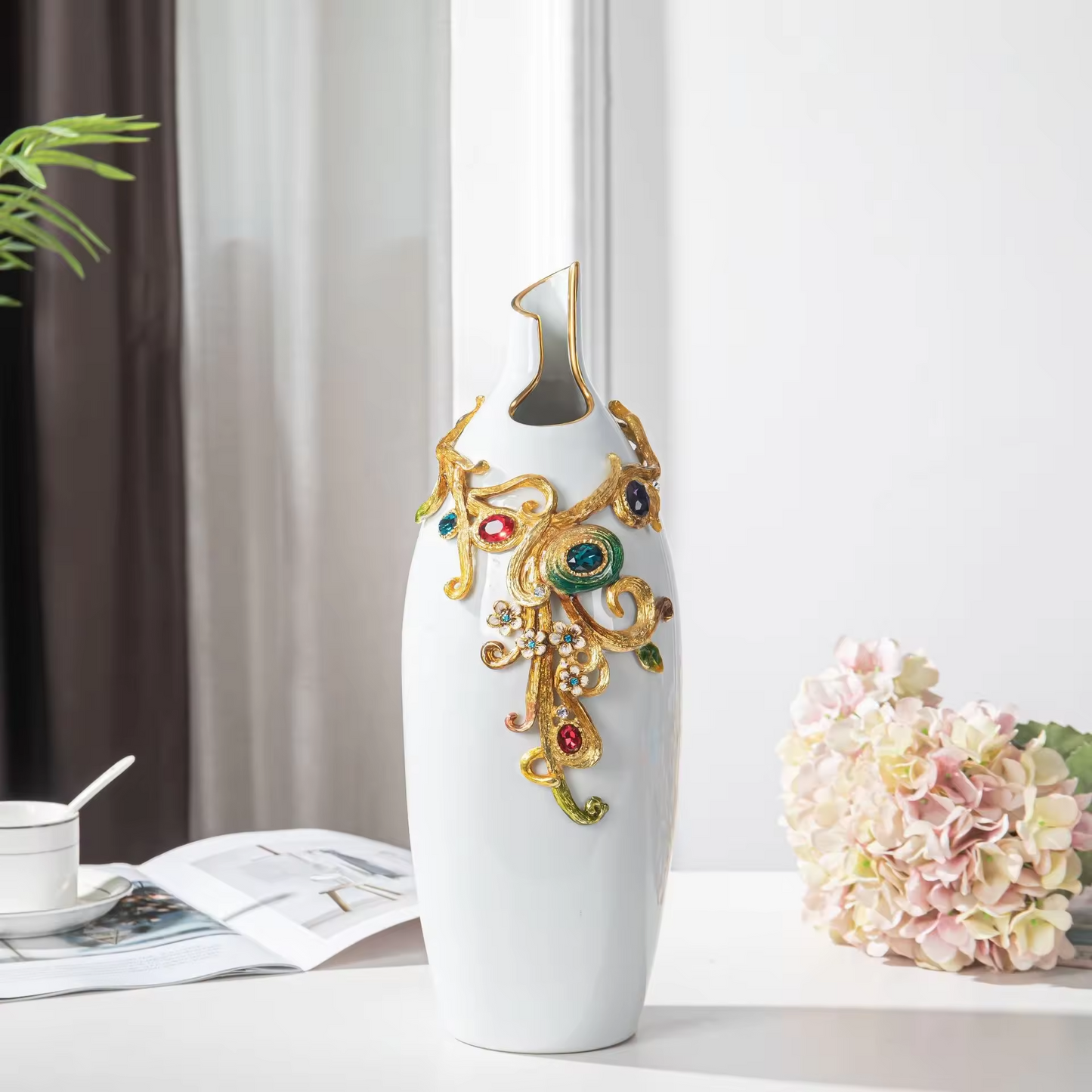 Creative Light Luxury Enamel Colored Goddess Jewelry Ceramic Vase Decoration