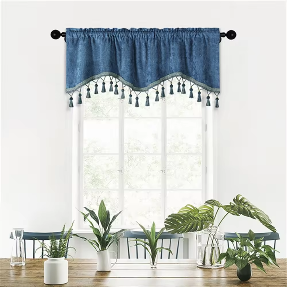 Window Valance Home Decor Door Hanging Swag Kitchen Solid Plain Simple Modern Thick Chenille Curtain Small Valance