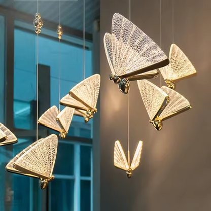 Modern Butterfly Pendant Light LED Acrylic Lamp Nordic Clear Indoor Lighting Living Room