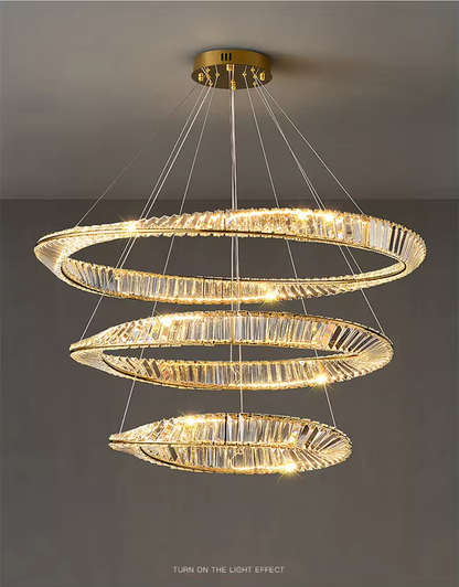 Modern Luxury Crystal Chandelier Ceiling Hanging Lamp Gold Simple Round Chandelier Light LED Pendant Light For Hotel Living Room