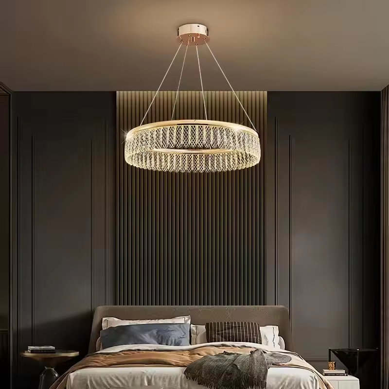 Modern French Luxury Indoor Hotel Dining Room Lighting High Ceiling Led Ring Chandelier Light