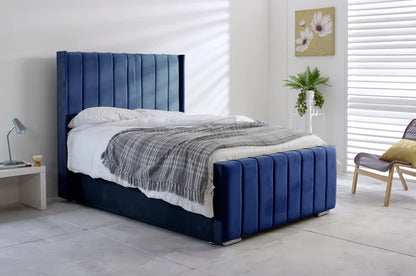 Fruto Grey Velvet Ottoman Bed Frame