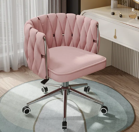 Living room Armchair INS Swivel chair nordic velvet vanity chair bedroom Backrest stool with wheels reading chair room Furniture