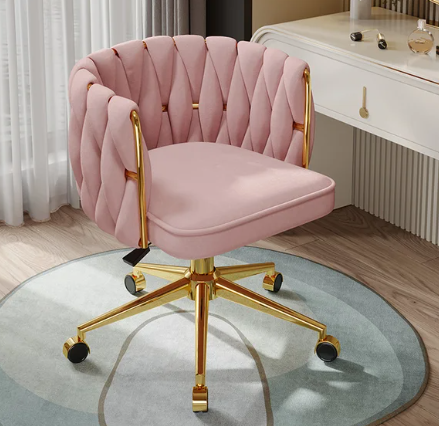 Living room Armchair INS Swivel chair nordic velvet vanity chair bedroom Backrest stool with wheels reading chair room Furniture