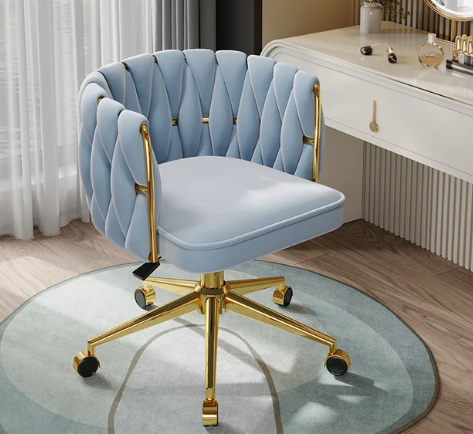 Living room Armchair INS Swivel chair nordic velvet vanity chair bedroom Backrest stool with wheels reading chair room Furniture