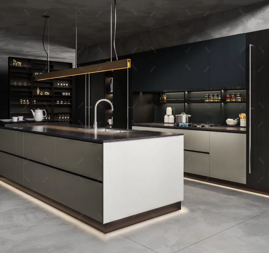 Matte Grey Custom Kitchen Cabinet Melamine Board Kitchen Base Cabinet With Sink Design Kitchen Furniture