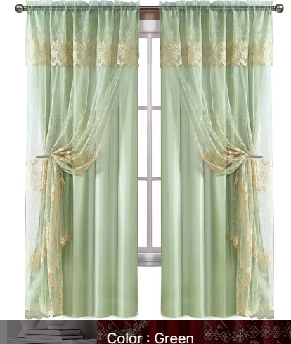 curtain with valance floral tulle designs embroidered rod voile sheer curtains for windows