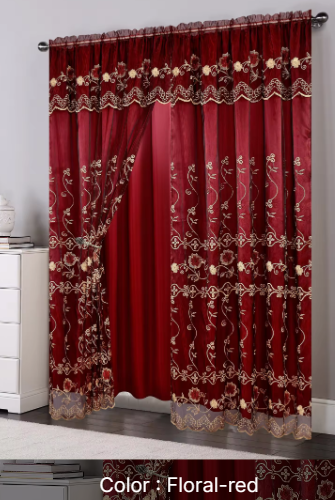 curtain with valance floral tulle designs embroidered rod voile sheer curtains for windows