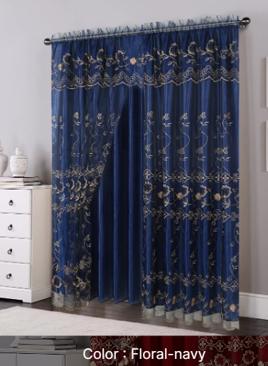 curtain with valance floral tulle designs embroidered rod voile sheer curtains for windows