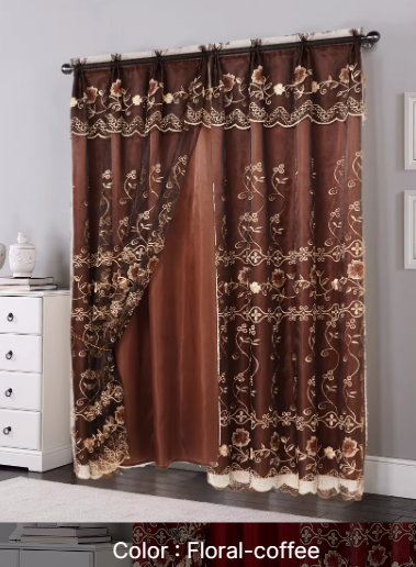 curtain with valance floral tulle designs embroidered rod voile sheer curtains for windows