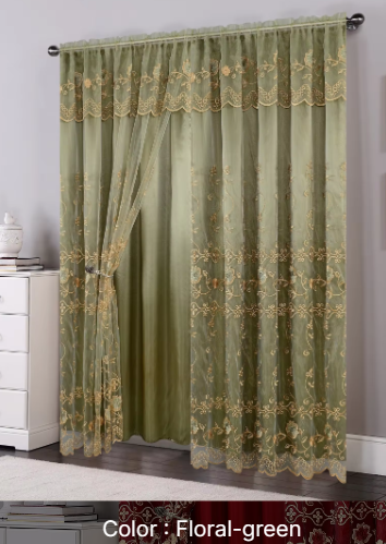 curtain with valance floral tulle designs embroidered rod voile sheer curtains for windows