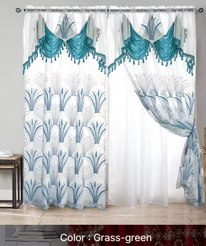 curtain with valance floral tulle designs embroidered rod voile sheer curtains for windows