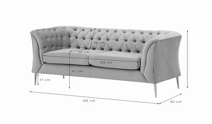 Chesterfield Blue 2 Seater Sofa