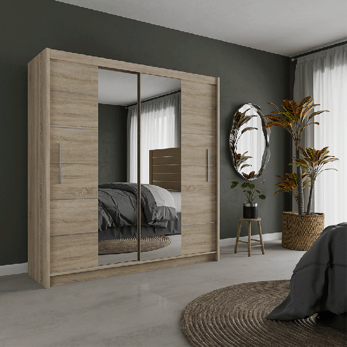 LIZBONA 2 203cm Sliding Door Wardrobe Oak Sonoma