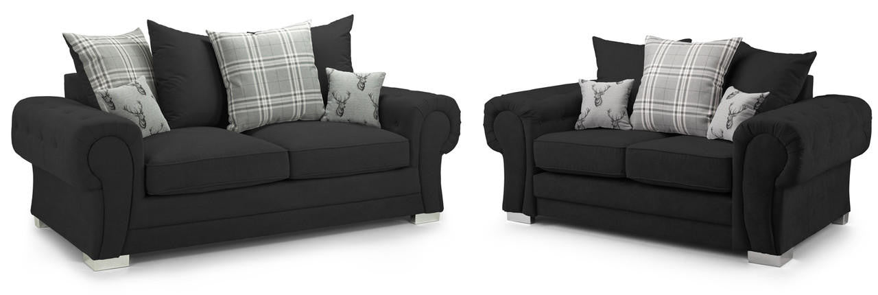 Verona Fullback Sofa Black 3+2 Set